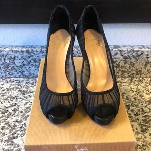 Christian Loubiutin black satin prep toes
